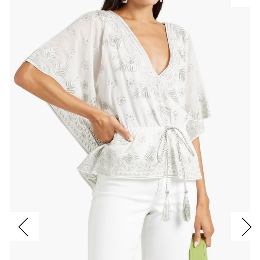 ALICE + OLIVIA Sharita embellished crepe de chine blouse